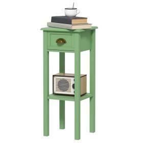 2-Tier Side Table with Drawer and Shelf, End Table for Living Room and Hallway, Green