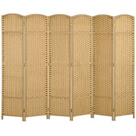 Folding Room Divider Screen 6 Panel 5.6 ' Tall Privacy Screen Freestanding Room Partition for Home Office, Nature Wood