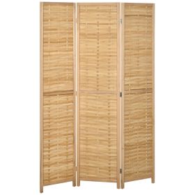 Hand Woven Room Divider, 3 Panel Bamboo Folding Privacy Screen for Home Office, 47.25"x67"x0.75", Natural