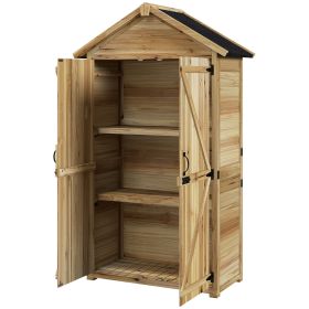 Wooden Garden Shed Outdoor Storage Cabinet with Waterproof Asphalt Roof Lockable Doors Shelves for Backyard Natural
