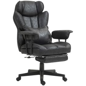 396lbs. Big and Tall Office Chair, Executive Office Chair with Footrest, Lumbar Support, and Reclining Function, Black