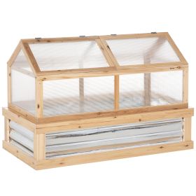 48" x 24" x 32.25" Elevated Planting Beds Garden Wooden Cold Frame Greenhouse Flower Planter Protection Wood
