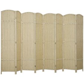 Folding Room Divider Screen 8 Panel 5.6 ' Tall Privacy Screen Freestanding Room Partition for Home Office, Beige