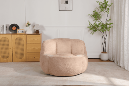 Oversized Bean Bag Chairs,Multicolor Faux Fur Couch Filled With Shredded Sponge,Large Lounger Sofa For Living Room,No Assembly Required ,Brown