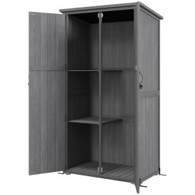Wooden Outdoor Storage Cabinet Garden Shed with Waterproof Asphalt Roof and Lockable Doors, Gray