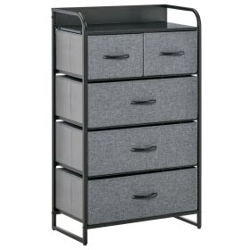 5-Drawer Dresser Tower Chest of Drawers Organizer with Steel Frame Gray