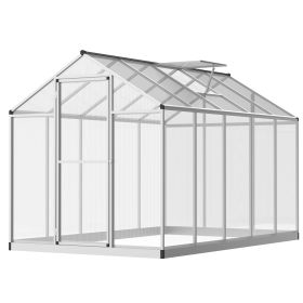 10' L x 6' W Walk-In Polycarbonate Greenhouse with Roof Vent for Ventilation & Rain Gutter for Winter