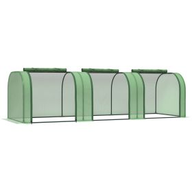 9.7' L x 3' W x 2.5' H Portable Tunneled Greenhouse with 3 Zippered Doors, Water/UV Fighting PE Cover