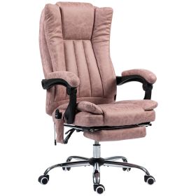 Massage Office Chair with 6 Points and Heat, Reclining Computer Chair with Adjustable Height and Footrest, Pink