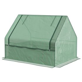 Raised Garden Bed, Outdoor Metal Planter Box with Mini Greenhouse, Green and Silver