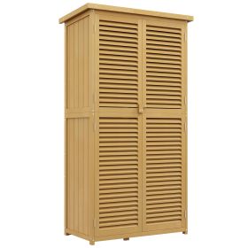 5' x 3' Wooden Garden Storage Shed with Asphalt Roof and 2 Large Wood Doors with Lock, Yellow