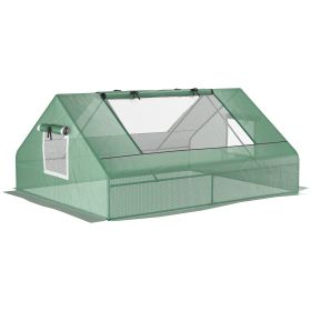 71" x 55" x 32" Mini Greenhouse, Small Green House, Garden Planting Shed, Outdoor Flower Planter Warm House with Zipper Windows and Door, Green