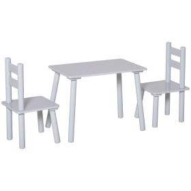 Kids Wooden Table and Chair Set, Play Activity Table for Arts, Crafts, Dinning, and Reading for Toddlers Age 2 to 5, Grey