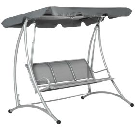 3-Seat Outdoor Porch Swing Chair, Patio Swing Glider with Adjustable Canopy, Breathable Seat, and Steel Frame for Garden, Poolside, Backyard, Gray