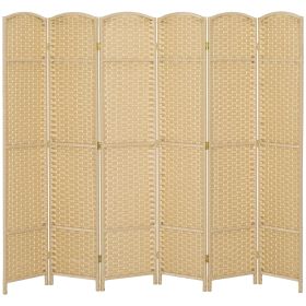 Folding Room Divider Screen 6 Panel 5.6' Tall Privacy Screen Freestanding Room Partition for Home Office, Beige