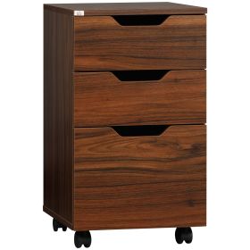 3 Drawer Mobile File Cabinet, Rolling Printer Stand, Vertical Filing Cabinet, Brown Wood Grain