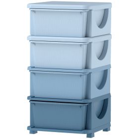 30" 4 Tier Kids Storage Unit Dresser Tower w/ 4 Drawers, Blue