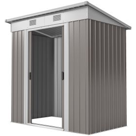 6' x 4' Metal Garden Shed, Backyard Tool Storage Shed with Dual Locking Doors, 2 Air Vents and Steel Frame, Gray