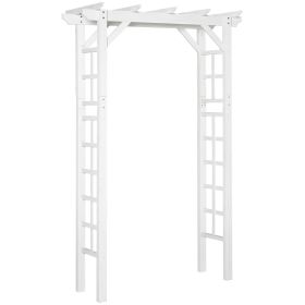 85" Wooden Garden Arbor for Wedding and Ceremony, Outdoor Garden Arch Trellis for Climbing Vines - White
