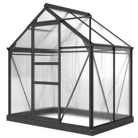 Polycarbonate Greenhouse, Heavy Duty Outdoor Aluminum Walk-in Green House Kit Vent Door, 6.2'x4.3'x6.6' Gray