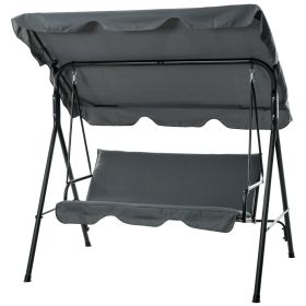 3-Seat Outdoor Patio Swing Chair w/ Cushion, Steel Frame Stand, Adjustable Tilt Canopy for Patio, Garden, Gray
