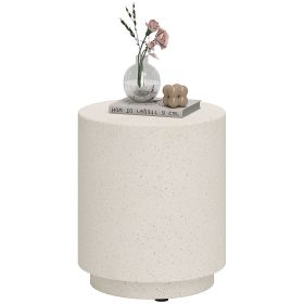 Lightweight Accent Table with Concrete Finish Round Side Table, Light Yellow