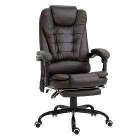 7-Point Vibrating Massage Office Chair High Back Massaging Office Desk Chair with Lumbar Support, Footrest, Brown