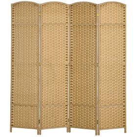 Folding Room Divider Screen 4 Panel 5.6 ' Tall Privacy Screen Freestanding Room Partition for Home Office, Nature Wood