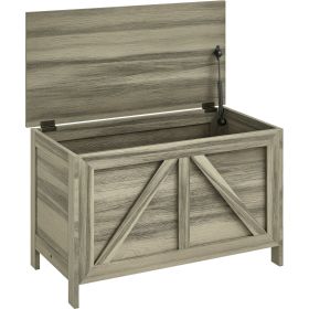 30" Farmhouse Storage Bench, Lift Top Storage Chest with Safety Hinge to Open Up 100Â°, Wooden Trunk for Bedroom, Entryway, Living Room, Gray