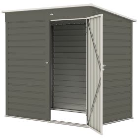 6' x 4' Outdoor Garden Shed, Metal Storage Shed with Lockable Door and Gloves for Backyard Garden Patio, Light Gray