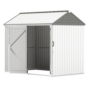 8' x 6' Metal Garden Storage Shed, Extra Large Outdoor Tool Storage House w/ Doors, Window and Air Vents, White