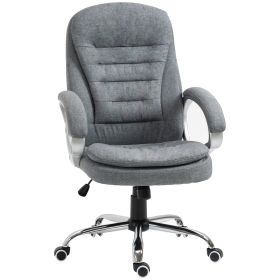 High Back Home Office Chair Executive Computer Chair with Adjustable Height, Upholstered Thick Padding Headrest and Armrest - Gray