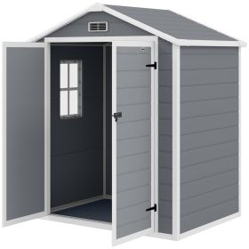 6x4.5 Outdoor Storage Shed, Lockable Tool Shed with Double Doors, Vent and Window for Garden, Cottage Style, Family Use, Gray