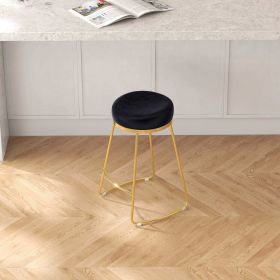 Jane 26" Luxury Black Upholstered Stool