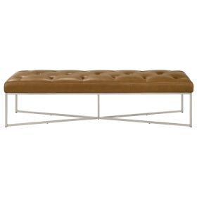 Harper Tan Genuine Leather Bench