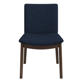 Laura  Blue Linen Solid Wood Dining Chair (Set Of 2)