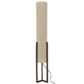 Pharos Contemporary Cylinder Floor Lamp with Brown Wood Base