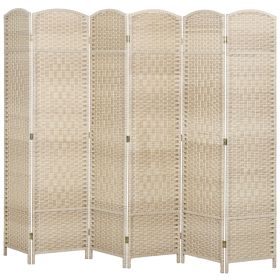 Folding Room Divider Screen 6 Panel 6' Tall Privacy Screen Freestanding Wood Partition for Home Office, Washed Oak