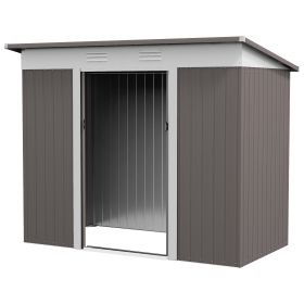 8' x 4' Metal Garden Shed, Backyard Tool Storage Shed with Dual Locking Doors, 2 Air Vents and Steel Frame, Silver