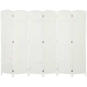 Folding Room Divider Screen 6 Panel 5.6 ' Tall Privacy Screen Freestanding Room Partition for Home Office, White