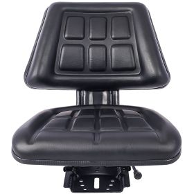 Tractor Seat W Backrest Black Slide Track Steel PVC Compact Mower