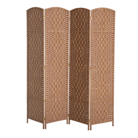 Room Divider, 4 Panel Folding Privacy Screen, 6FT Tall Portable Wicker Weave Partition Wall Divider for Bedroom, Home Office, Natural