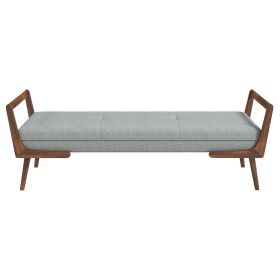 Cora Mid Century Modern Grey Fabric Bench