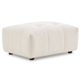 Kaynes Chic Tufted Ivory Boucle Ottoman