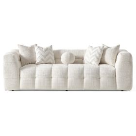 Alana Tufted Ivory Chenille Sofa