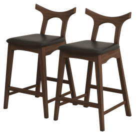 Hester Solid Wood Upholstered Square Bar Chair (Set Of 2)