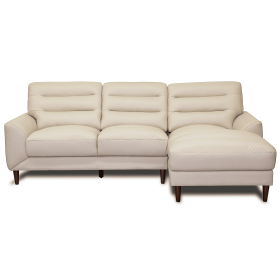 Clarion Genuine Cream Leather Sectional Sofa with Chaise Lounge