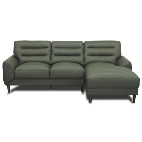 Clarion Genuine Green Leather Sectional Sofa with Chaise Lounge