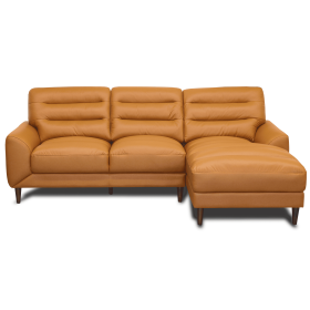Clarion Genuine Tan Leather Sectional Sofa with Chaise Lounge