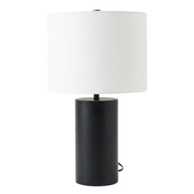 Aura Black Table Lamp with On/Off Switch Black Block Base
